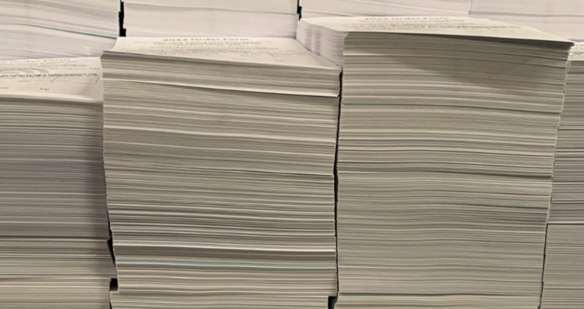 A stack of one of many types of paper for print projects